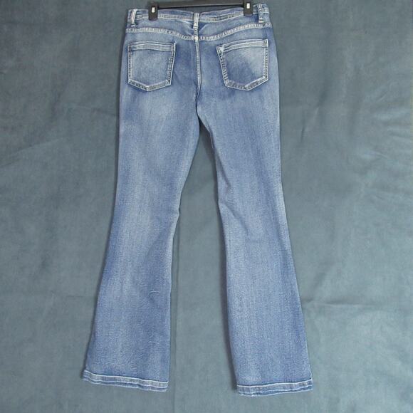 Venus Jeans Womens Size 12 L Blue Bootcut Denim Stretch Dark Wash Mid Rise Moto - Picture 4 of 9